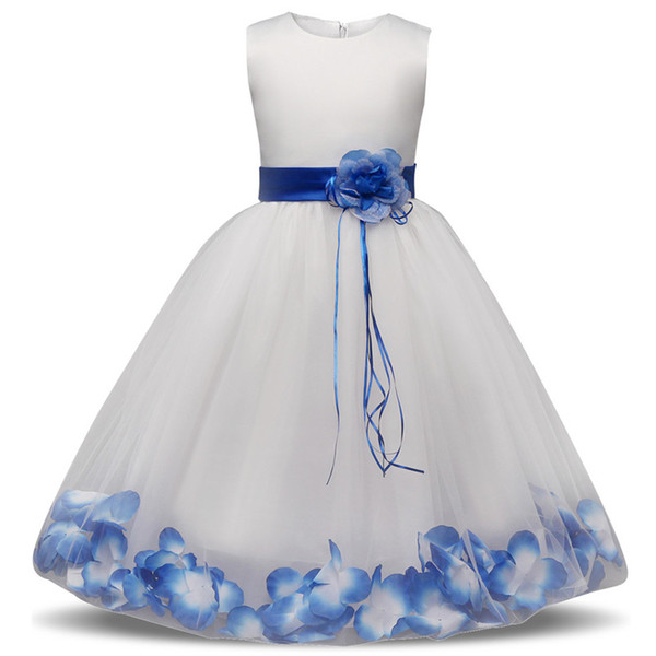 2018 New Flower Girls' Dresses Little Girl Formal Gown With Sheer Neckline A-Line Lace Jewel Bow Appliques Sequins Sash Tulle Cheap