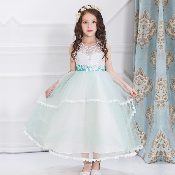 Lace Beaded Flower Girl Dresses Ball Gown Cheap Tulle Little Girl Wedding Dresses Beautiful kids Pageant Dresses Gowns