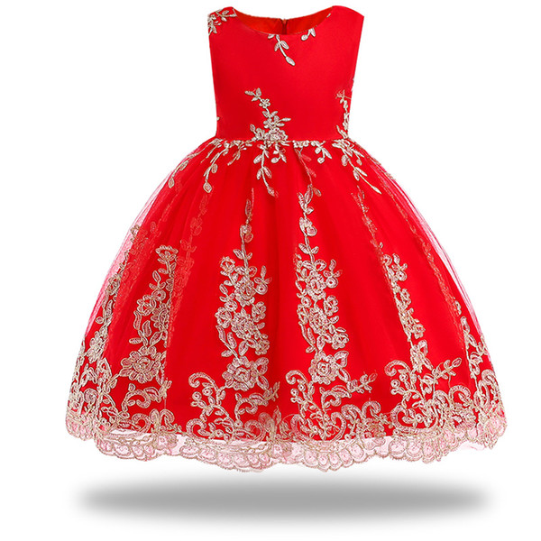 flower girl dress For Wedding Party 2018 Summer Girls Dresses Formal Princess Pageant embroidery girl banquet beauty dress