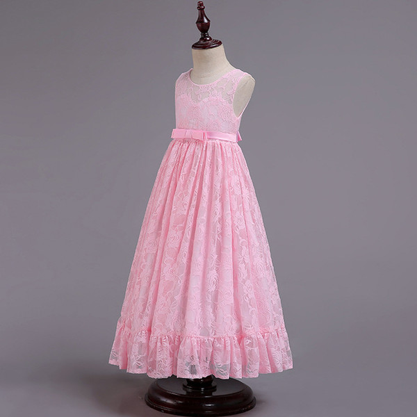 Crew Lace Cheap Flower Girl Dresses Simple Cheap A-line Floor Length Little Girl Wedding Dresses Beautiful kids Pageant Dresses Gowns