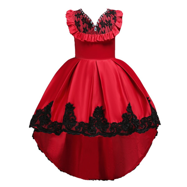 Diamond Flower Girls dresses Birthday Wedding Party Pageant Long Princess Dress Kid Christmas Costume Clothes New pattern Prom Gown 4-14T