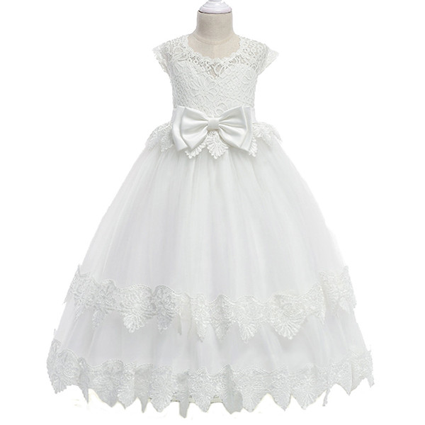 Elegant lace appliques Girls Pageant Dresses 2018 Crystal Girl Communion Dress Ball Gown Kids Formal Wear Flower Girls Dresses for Wedding