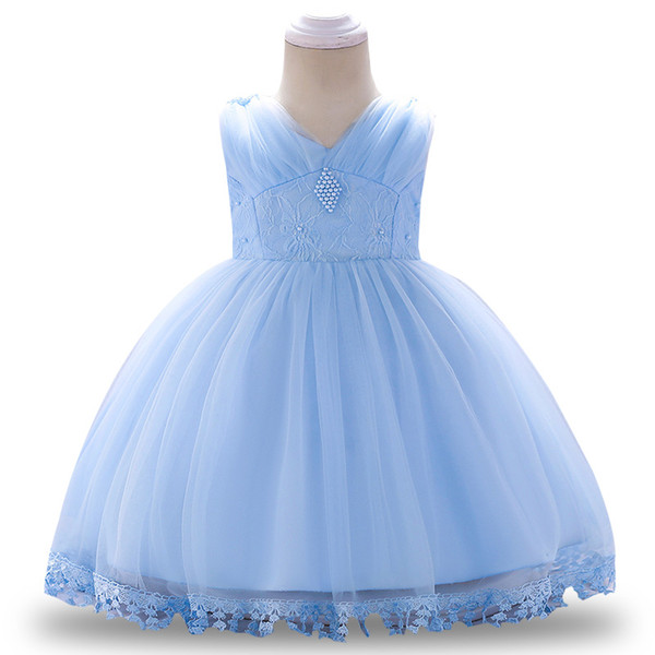 New baby girl dress tulle petals girl baptism dress 1 year birthday gift beaded wedding party costume baby children clothing