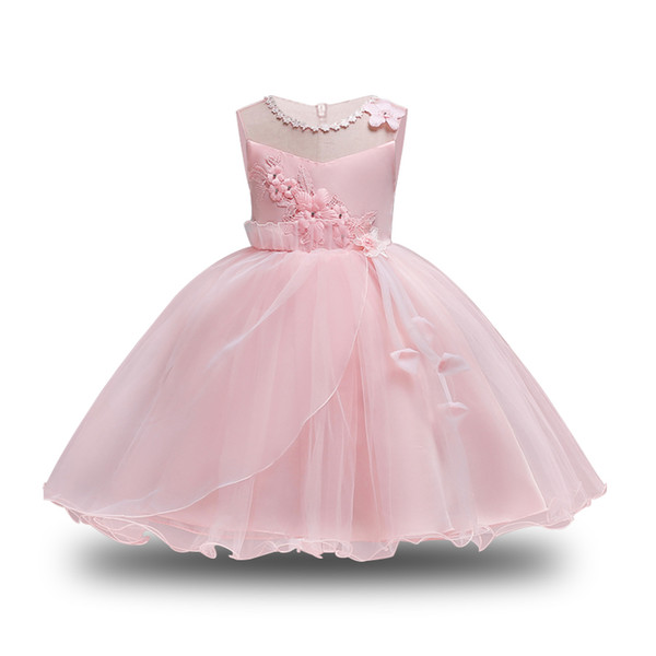 Girls Pink Lace Princess Dress 2018 Elegant Toddler For Girls Party Dresses Christmas Costume For Kids Dresses Children Clothing