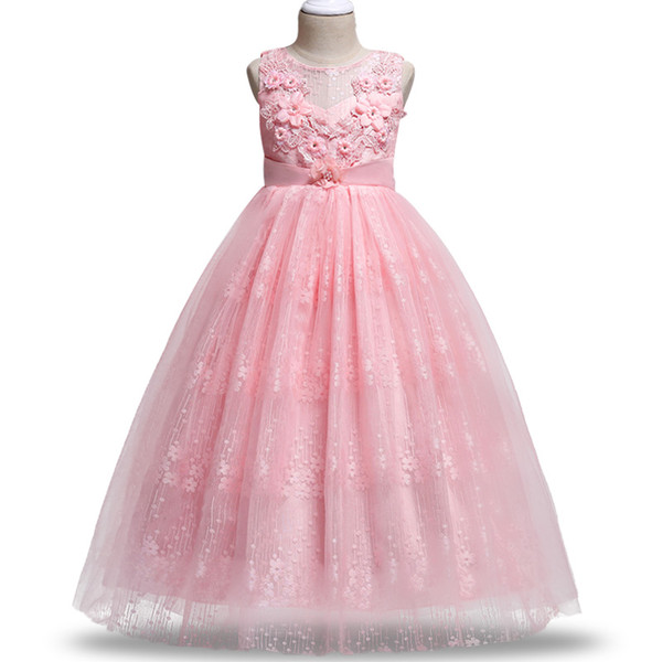 lace Girl Wedding Flower Girl Dress 2018 Summer Children's clothing Wear Princess Party Dress Formal Dress Sleeveless 3-14 Years Old