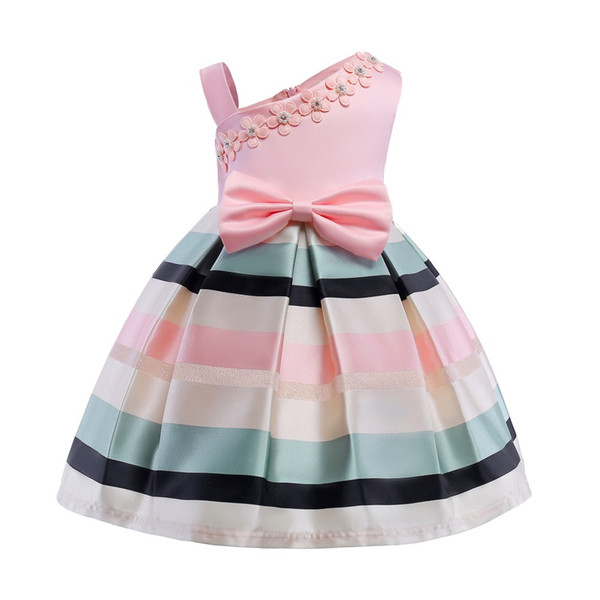 childrens striped evening princess dresses kids party clothes baby girls high quality clothing toddler ball gown dress for 100-150cm