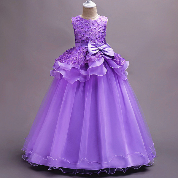Ball Gown Flower Girl Dresses Baby Girls DressFor Wedding Pink Children Evening Dresses FlowerKids Princess Dress Lace BabyGirl Ball Gown