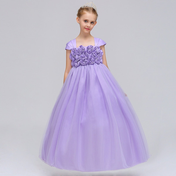 2018 Flower Girls Dresses First Communion Dresses for Weddings Scoop Backless With Appliques Ball Gown Princess Children Wedding Gowns