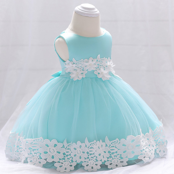 2018 NEW Baby Lace Flower Christening Gown Baptism Clothes Newborn Kids Girls Birthday Princess Infant Party Dresses Costume