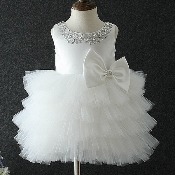 New Beach Flower Girl Dresses White Ivory Boho First Communion Dress For Little Girl diamond A-Line Cheap Kids Wedding tutu Dress 2019