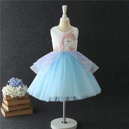 Girl Unicorn Dress Summer Embroidery Flower Baby Girls Party Dresses Kids Wedding party christmas Dress Little Girl Princess Dress