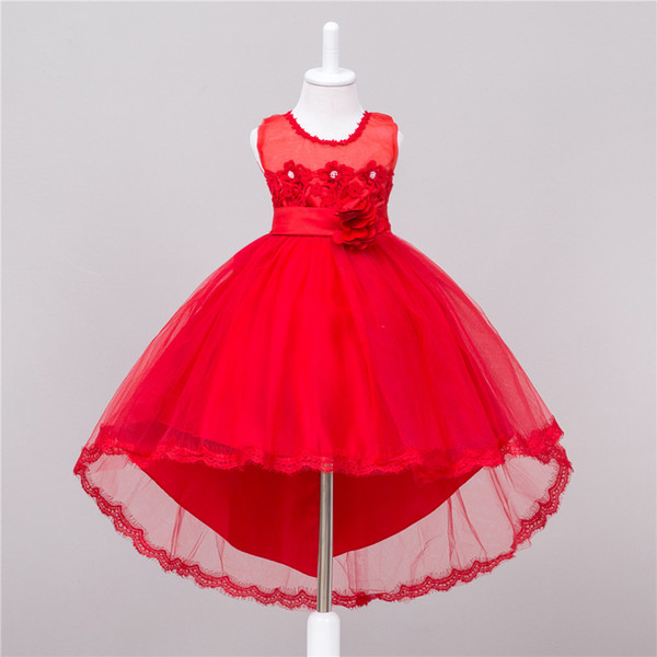 Baby Girl Dress Children Wedding Evening Dresses Sleeveless White/Pink/Red Prom Mermaid Dress Kids Cute Girl Party PrincessDress