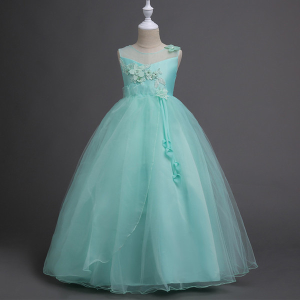 Cheap Flower Girl Dresses Ball Gown In Stock Chic Mint Satin Tulle Bow First Holy Communion Dresses for Girls 4-12Y vestido daminha