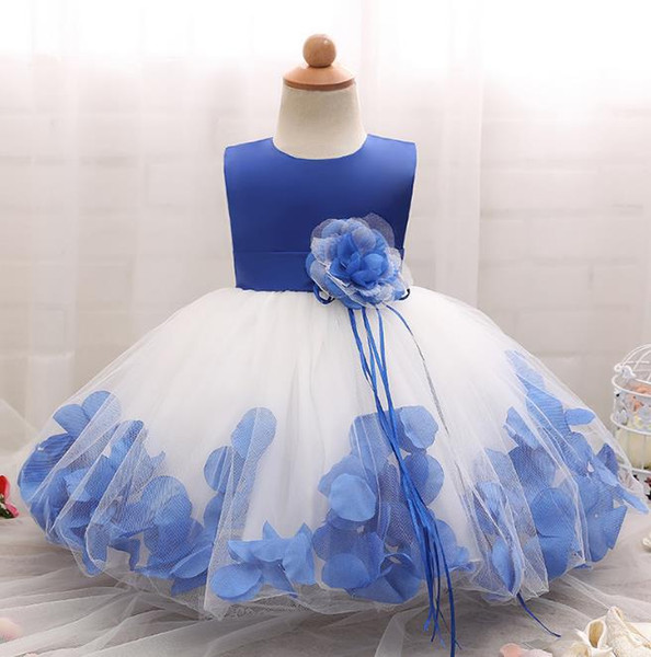 Kids Infant Girl Flower Petals Dresses Children Toddler Elegant Dress Pageant Vestido Infantil Tulle Formal ball gown Party Dresses