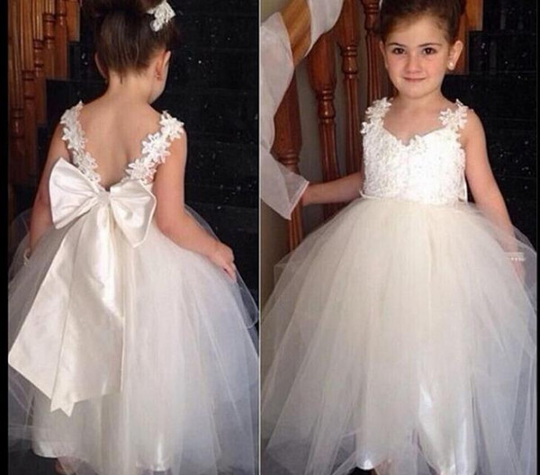 Baby Girls flower girl dresses Party Lace with big bow backless Tulle Flower Gown Fancy Dridesmaid Dress Sundress Girls Dress