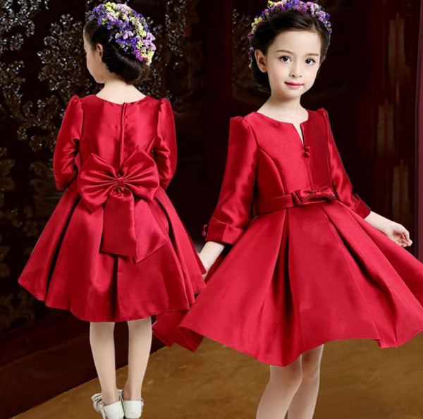 Flower Girls dresses Party Princess Dress Teenage Girls Red Floral Tutu Birthday Wedding Prom Evening party Dresses elegant Clothes