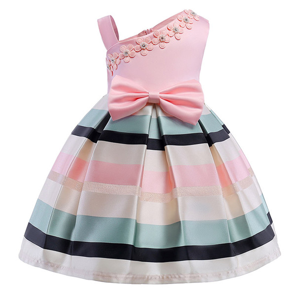 2018 Elegant Kids Girls Dresses stripe Tutu Dress Wedding Pageant Outfits Princess Party Dress Girls christmas Clothes For 2-10 Y clothing