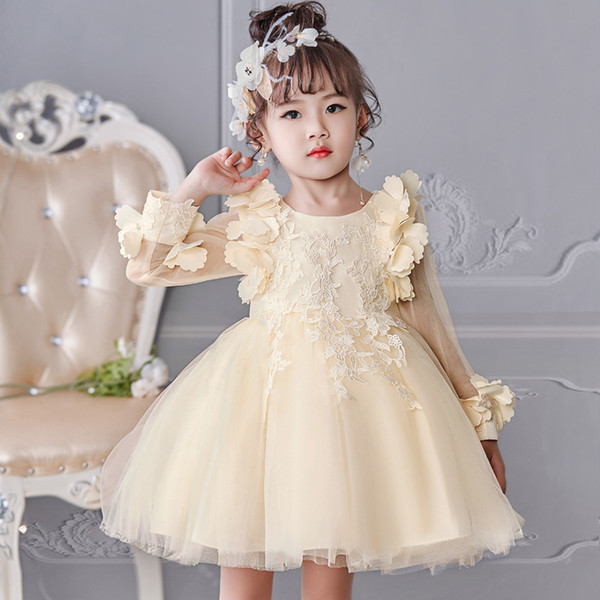 Lace Backless 2018 Cheap Flower Girl Dresses Cap Sleeves Baby Girl Birthday Party Christmas Communion Dresses Children Girl Party Dresses