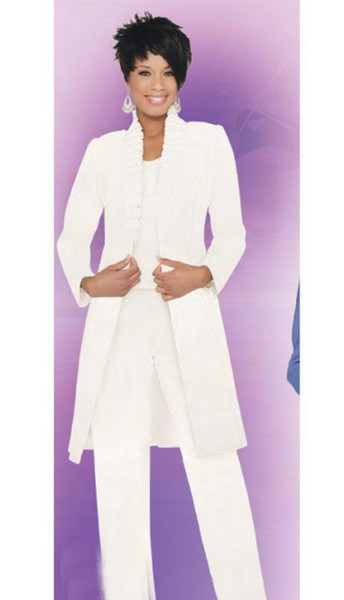 Sexy White Chiffon three sets, mom fitted coat, long sleeved vest, vest type trousers, bare feet length zipper, lotus leaf, cheap mail