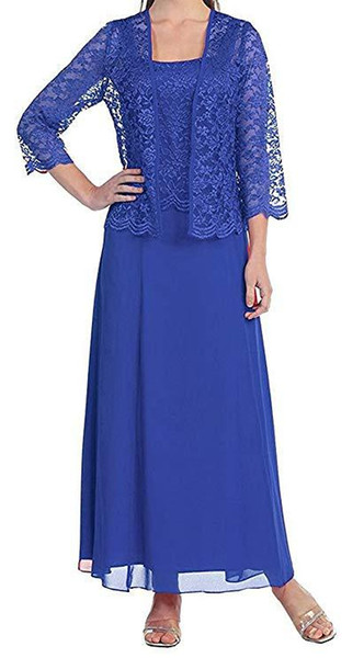 Cheap Real Sample Lace and Chiffon Long Sleeve Mother Of The Bride Dresses A Line Short Party prom Dresses With Jacket