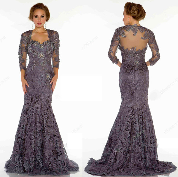 Hot Selling Sweep Train Lace Mermaid Mother of the Bride Dresses for Women In Stock