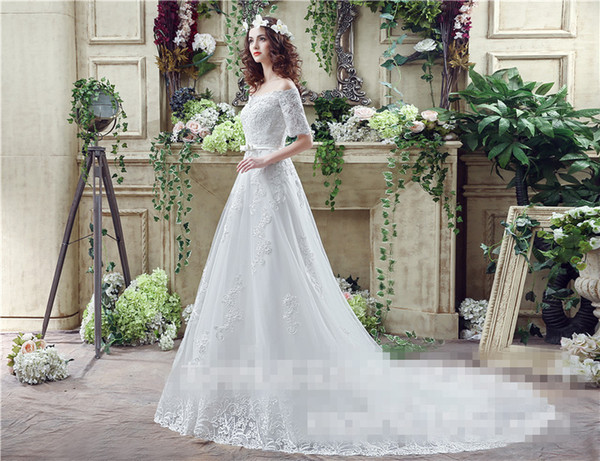 Vestidos de Noiva Ball Gown lace Wedding Dress half Sleeves Wedding Dresses Tulle Vestido de Noiva Casamento Mariage Boda