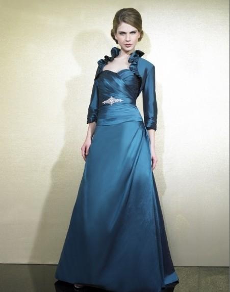 new design vestidos de festa taffeta blue long dress party evening elegant dresses formal gowns with jacket