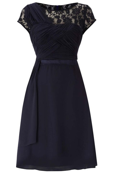 Navy Blue A-line Knee Length Mother of the Bride Dresses with Lace for Wedding Party Mother of the groom Dresses