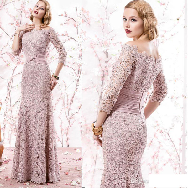 Hot Selling Pink Mermaid 3/4 Long Sleeves Mother of the Bride Dresses In Stock