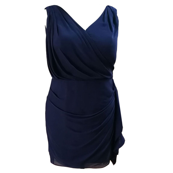 Hot Selling Plus Size Navy Blue Knee Length Sleeveless Mother of the Bride Dresses In Stock Under 100