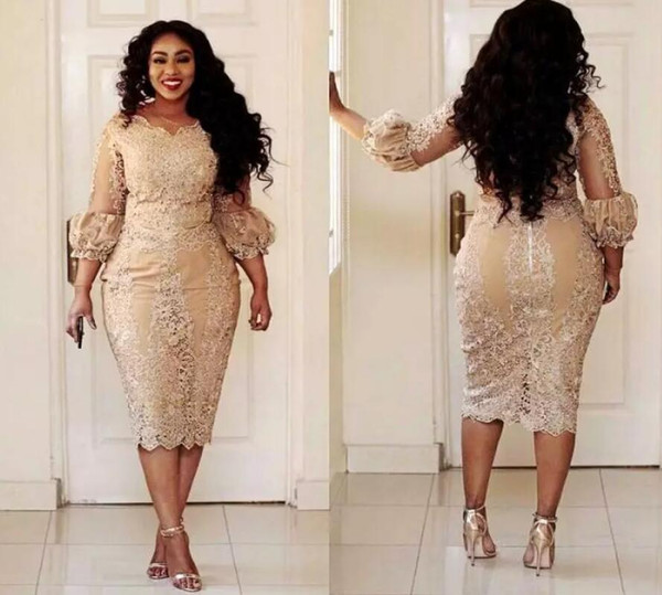 Hot Selling Champagne Long sleeves Plus Size Mother of the Bride Dresses with Appliques for Wedding Party In Stock