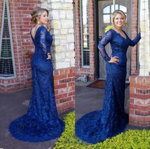 Hot Selling Royal Blue Mermaid Long Mother of the Bride Dresses with Appliques for Wedding Party