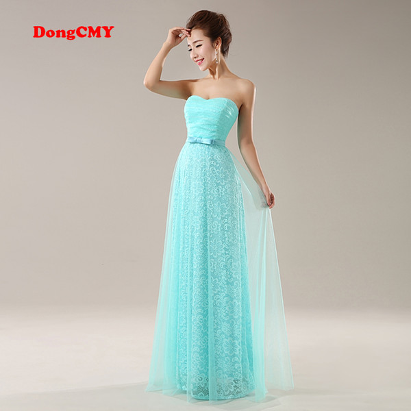 DongCMY New 2018 Long Design Fashion Top Sky Blue Girl's Vestidos Longo Prom Dresses Party Elegant Evening Dress