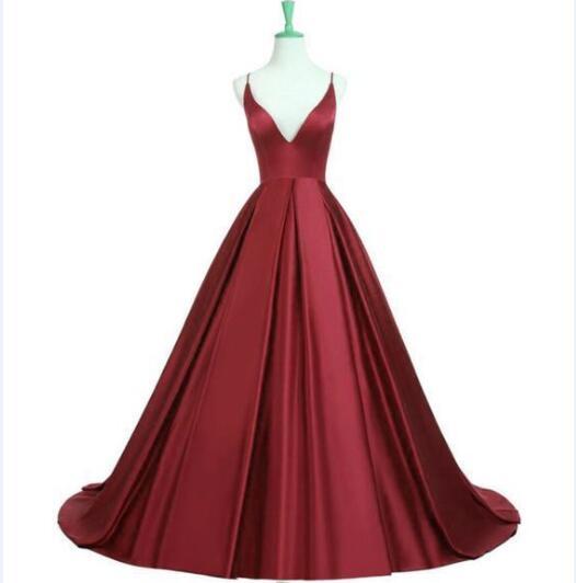 Sexy Women Sleeveless A-Line Long Satin Evening Dresses with Pockets Vestido De Festa Pleated Strapless Criss-cross Burgundy Prom Gowns