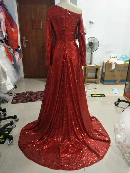 newthe latest red encryption sequins order Evening dress Yousef aljasmi Kim kardashian Empire V-Neck Sleeveless Pleats Floor-length