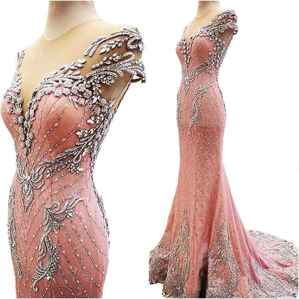 The Best High quality Coral Pink Mermaid Evening Dresses 2018 vestidos de noiva Formal Prom Gowns Free Shipping evening dress