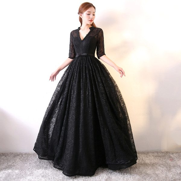 New Arrival Evening Dresses Half Sleeve Elegant Lace Bride Gown Long Sexy Ball Prom Party Homecoming/Graduation Formal Dress