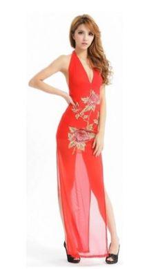 Factory direct night sexy evening gown long slim perspective nightgown nightclub KTV singer performance