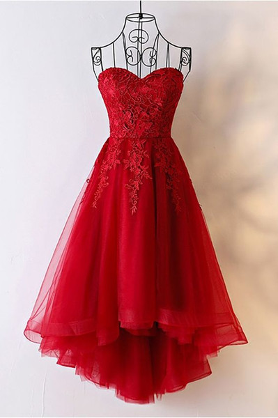 Sleeveless Red Short Party Dress with Lace Sweetheart Neckline Homecoming Dress