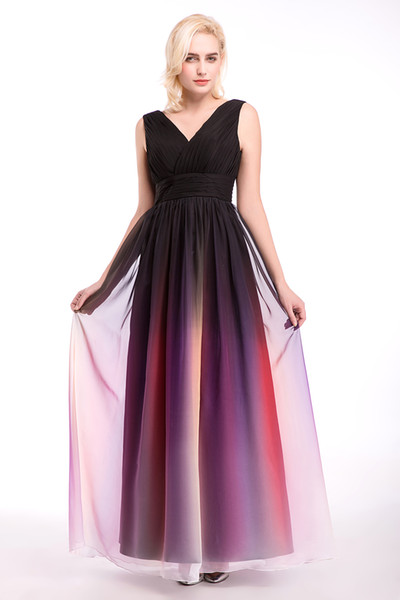 Real Pictures Colorful Prom Dresses Cheap V Neck Strapless Floor Length Long Formal Evening Wear Gowns Women Bridesmaids Party Dress China