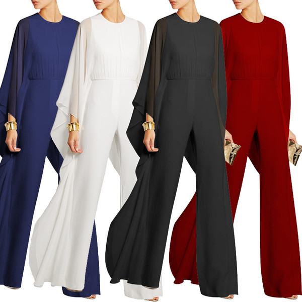 European and American chiffon Jumpsuit dress queen style Loose Pants white black red Special Occasion Dresses casual wear Party Dresses