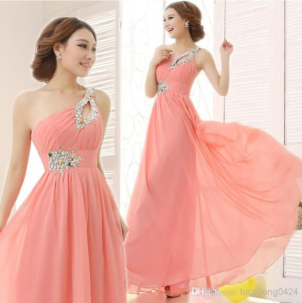 Multicolor Sexy Fashion One-shoulder Sequin and Beaded A-line Long Prom Formal Dress Bridesmaid Dresses Evening Dresses