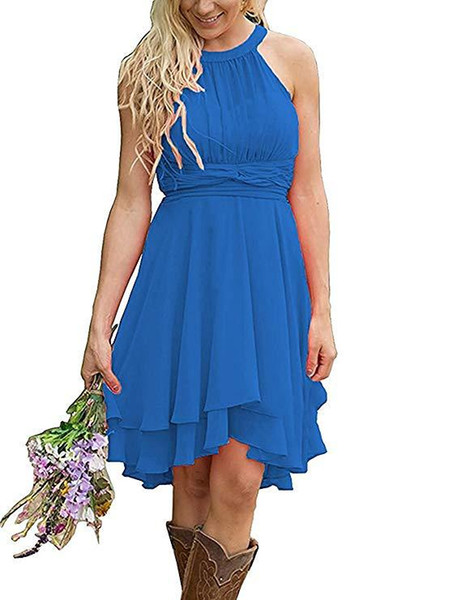 Fashion Catwalk banquet Host dress o neck sleeveless short night evening party cocktail dress