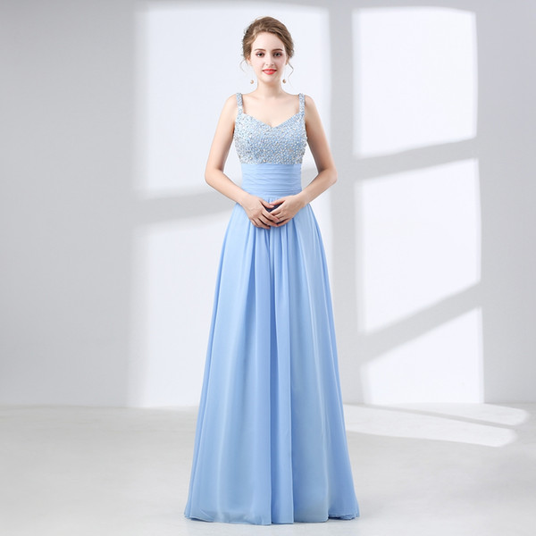 Real Photo Long Evening Dress Scoop A-line Bride Party Formal Dress Custom Homecoming Dresses Robe De Soiree 66349