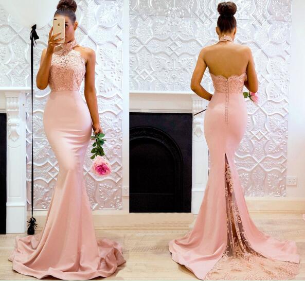 Cheapest Blush Peach Homecoming Dresses Blingbling Sequins Bodice Backless Chiffon Prom Evening Gowns sexy sleeveless hanging neck dress