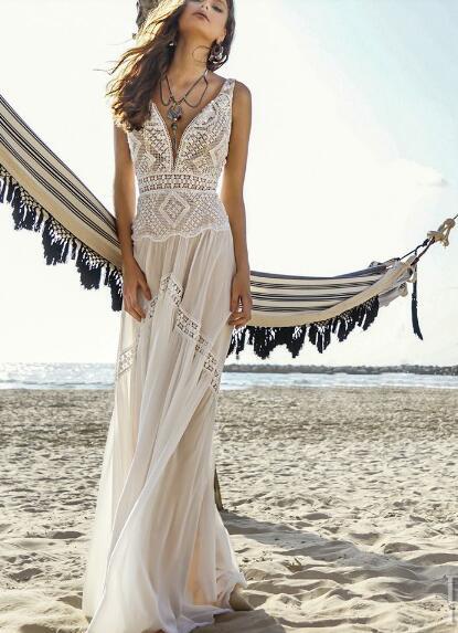 2018 luxury wedding dress high-end Gorgeous wedding dresssA lineHandmade in the style of luxury lace Bohemian08