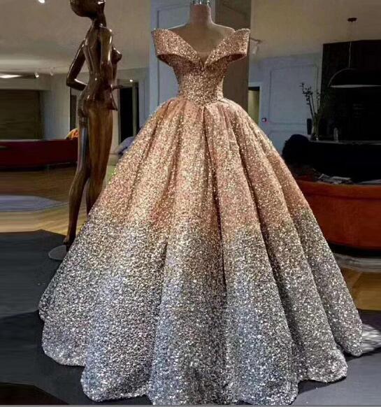 Lebanon Luxury Prom Gowns Shiny Mix Sequined Long Prom Dresses Empire Abiye Formal Dress Robe De Soiree Abendkleider