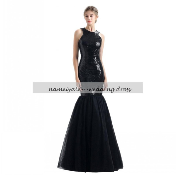 Mermaid / Trumpet Jewel Neck Floor Length Lace Formal Evening Dress with Sequins by Black dresses 