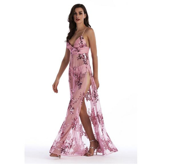 Elegant sequin tassel maxi mermaid See-through dress Women evening party summer dress 2017 sexy backless mesh long dress