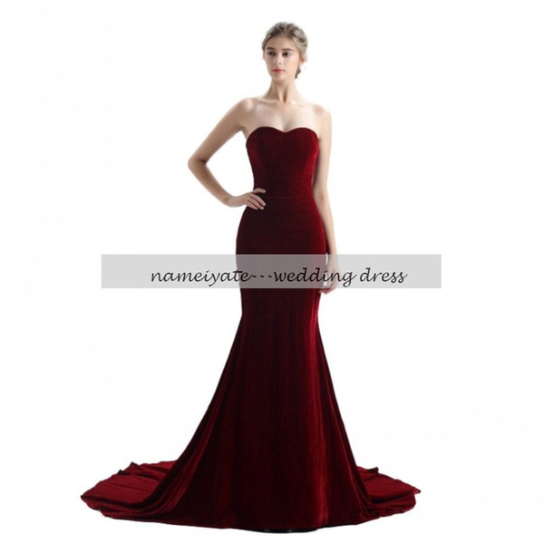 Mermaid / Trumpet Strapless Court Train Woolen Cloth Formal Evening Dress with Court Train by free shiping